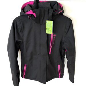 Andora Black Hot Pink Trim Hooded Waterproof Winter Ski Jacket Size Small
